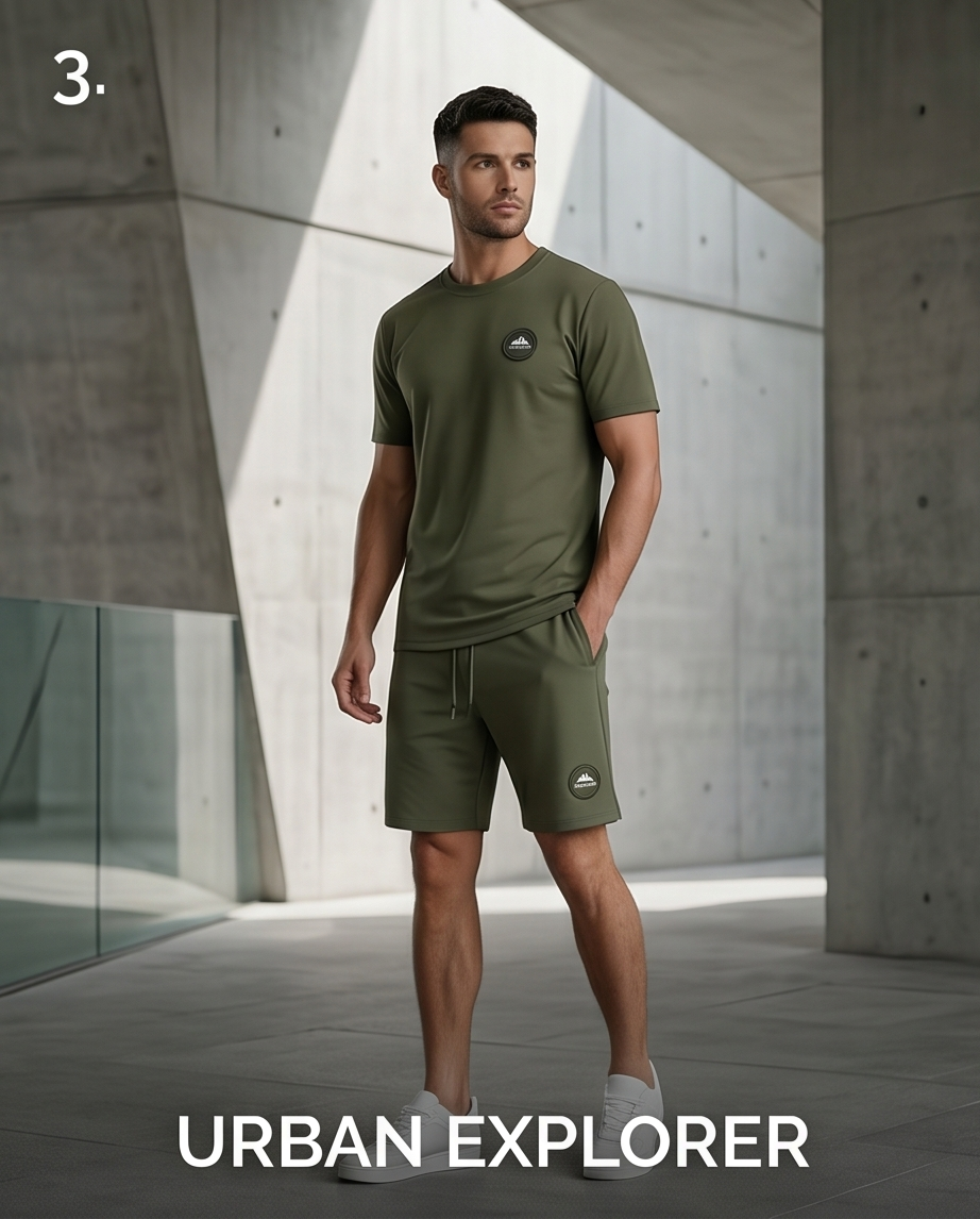 Ensemble short t-shirt Helvetica BILSAR streetwear kaki